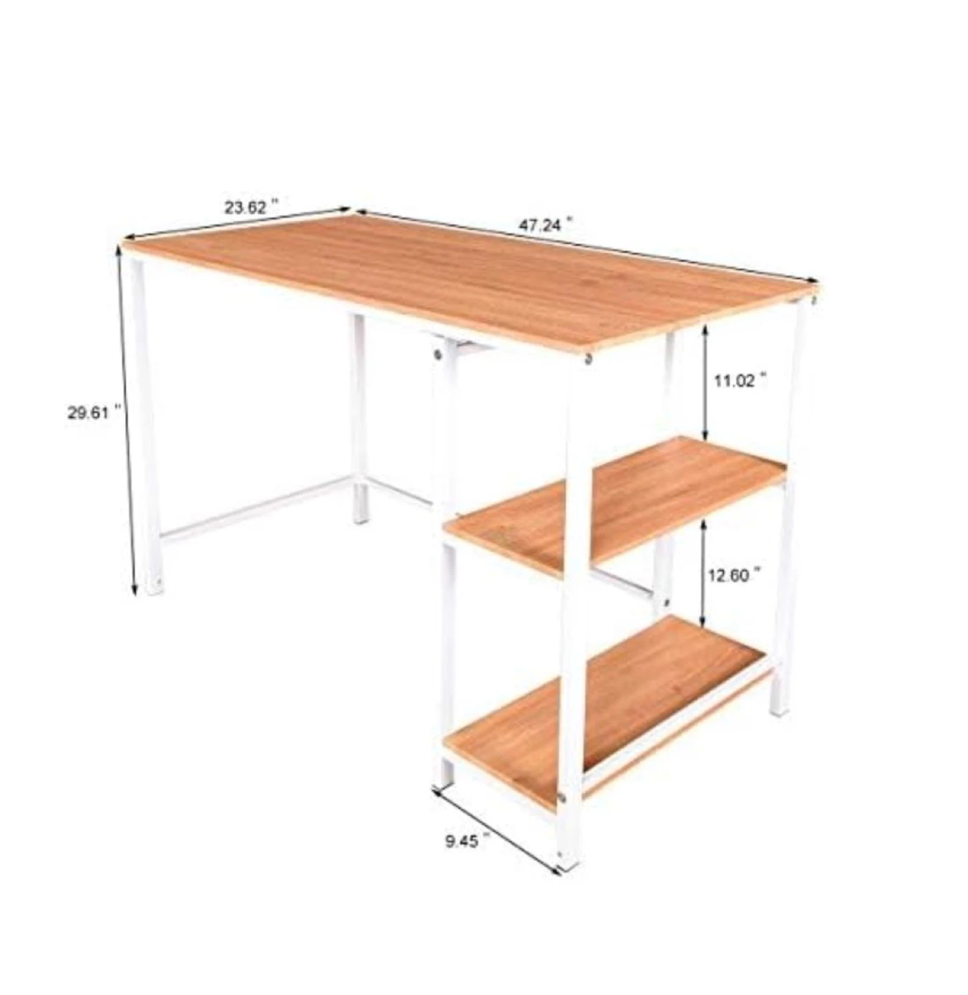 Wood and White Metal Desk with Shelves - photo 2