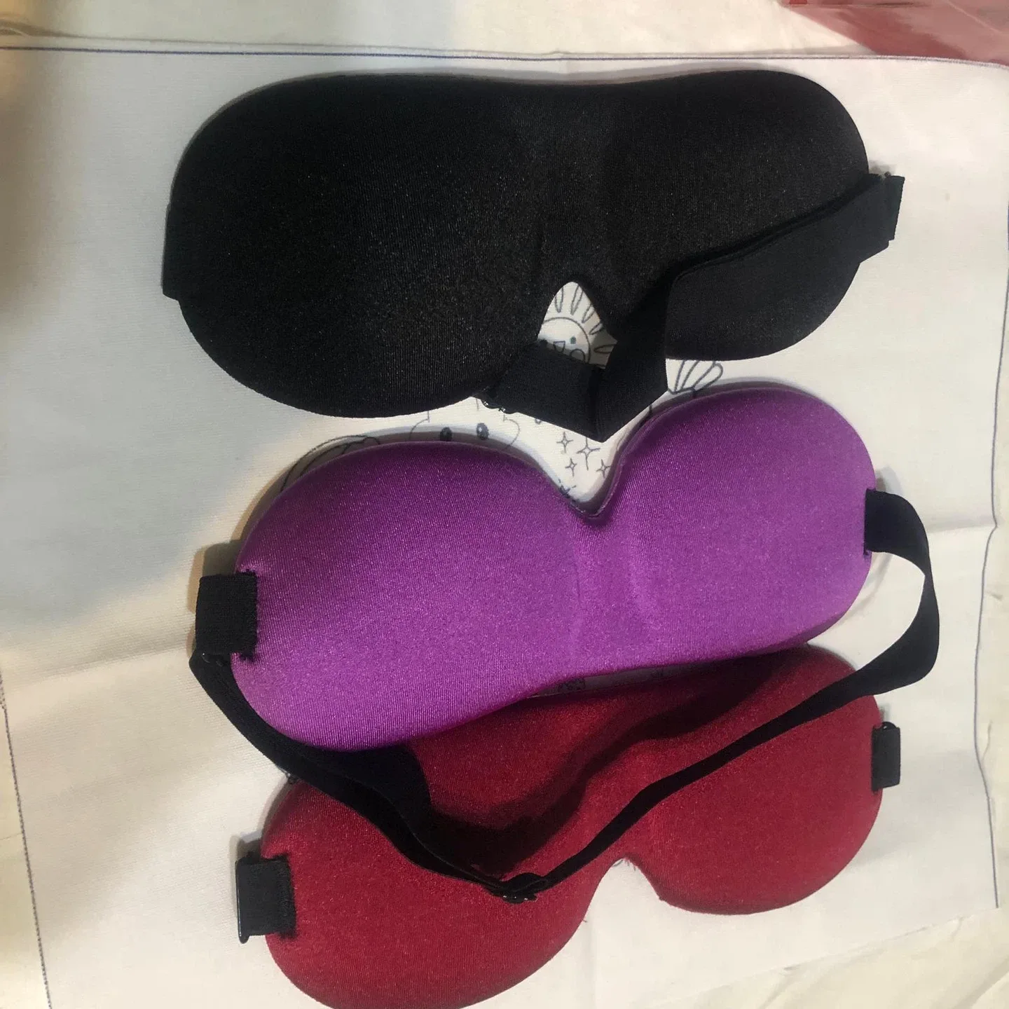NEW-3D Sleep Eye Masks - Black, Purple, Red image indicator(7)