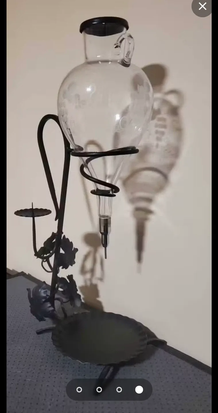 Vintage Glass Decanter with Metal Stand image indicator(2)