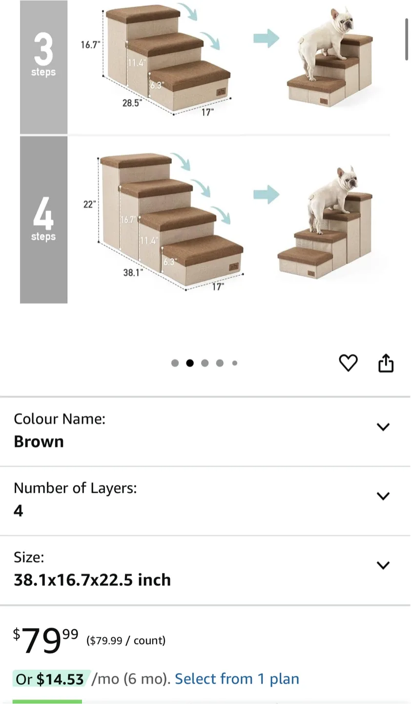 Cozy Kiss 4-Step Dog Stairs - Brown image indicator(2)