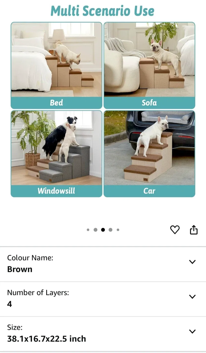 Cozy Kiss 4-Step Dog Stairs - Brown image indicator(3)