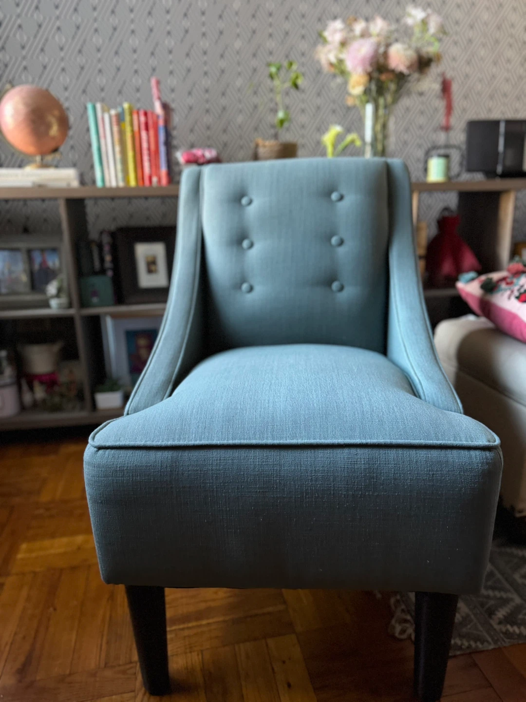 Set of 2 Accent Chairs - Blue Upholstered