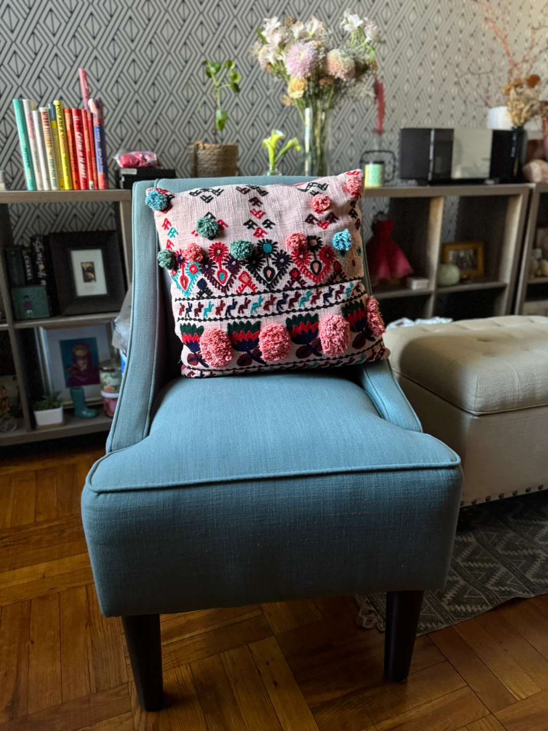 Set of 2 Accent Chairs - Blue Upholstered - photo 5