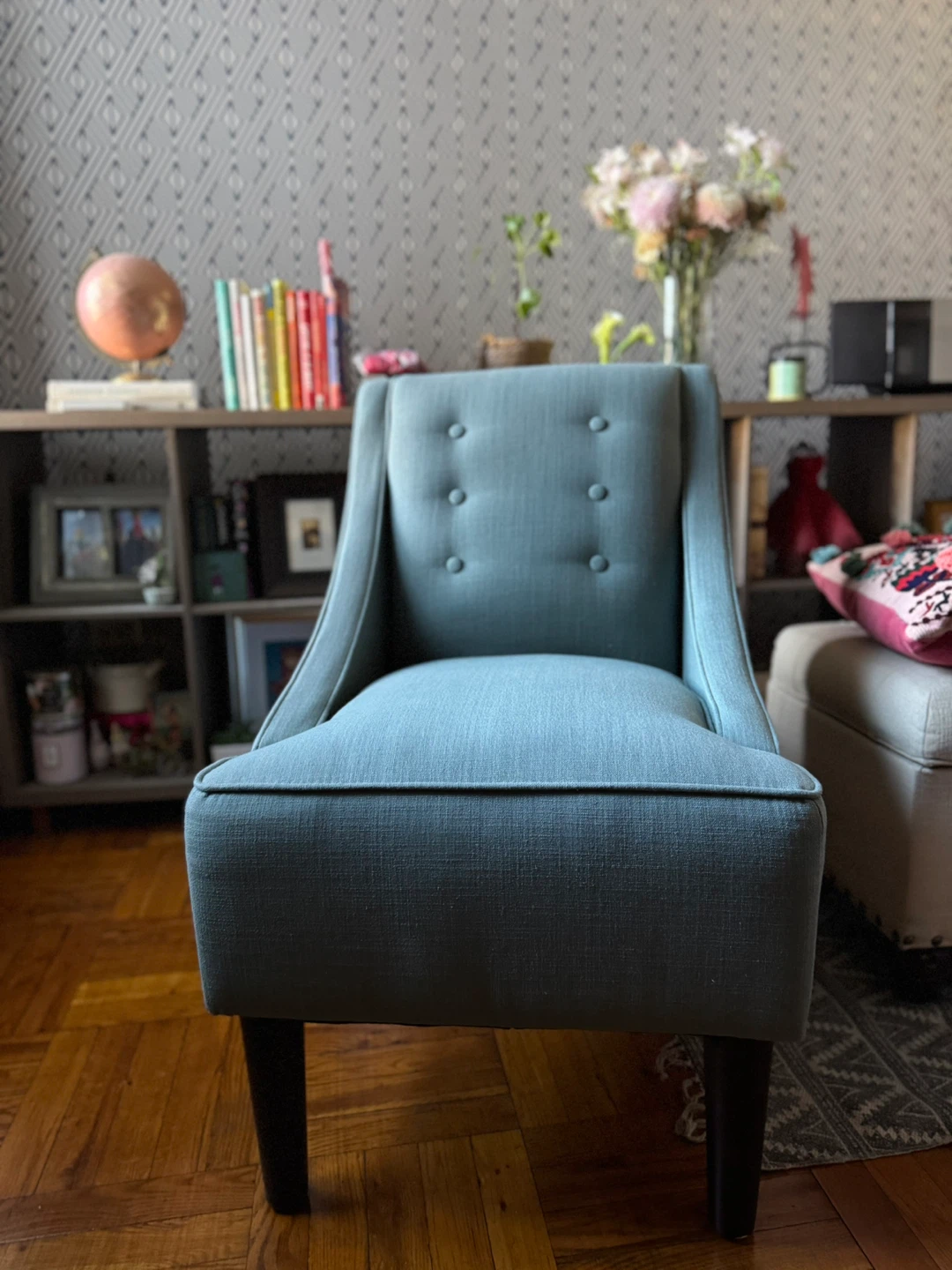 Set of 2 Accent Chairs - Blue Upholstered - photo 2