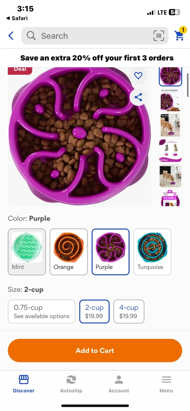 2 Cup Slow Feeder Dog Bowl image indicator(3)