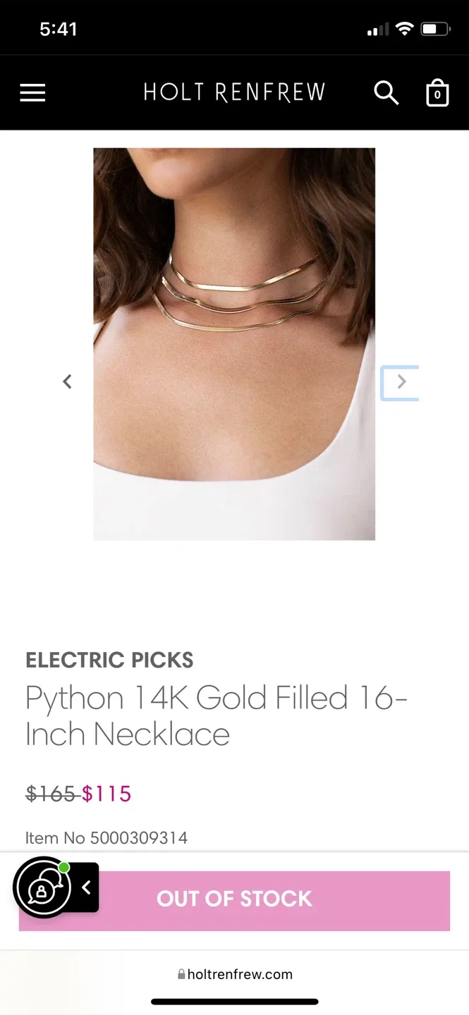 Holt Renfrew Python 14K Gold Filled 16-Inch $70 image indicator(2)