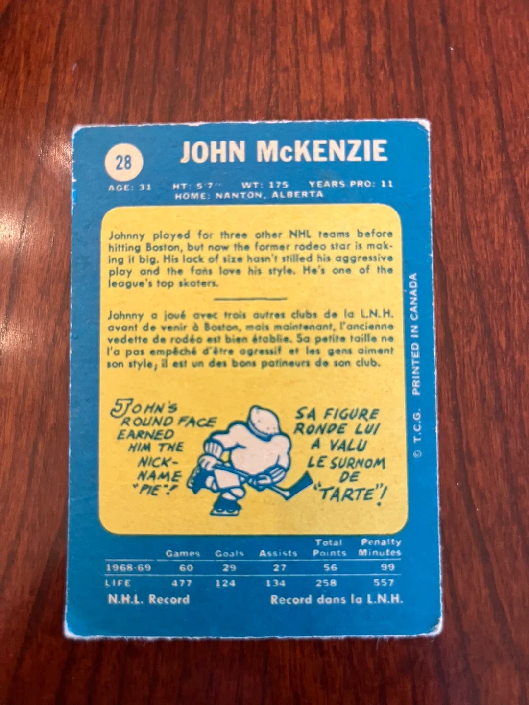 1969-70 OPC O PEE CHEE HOCKEY NHL #28 JOHN McKENZIE image indicator(2)