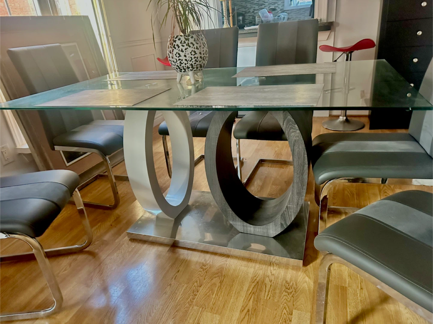 Glass Dining Table with 6 Chairs - photo 3