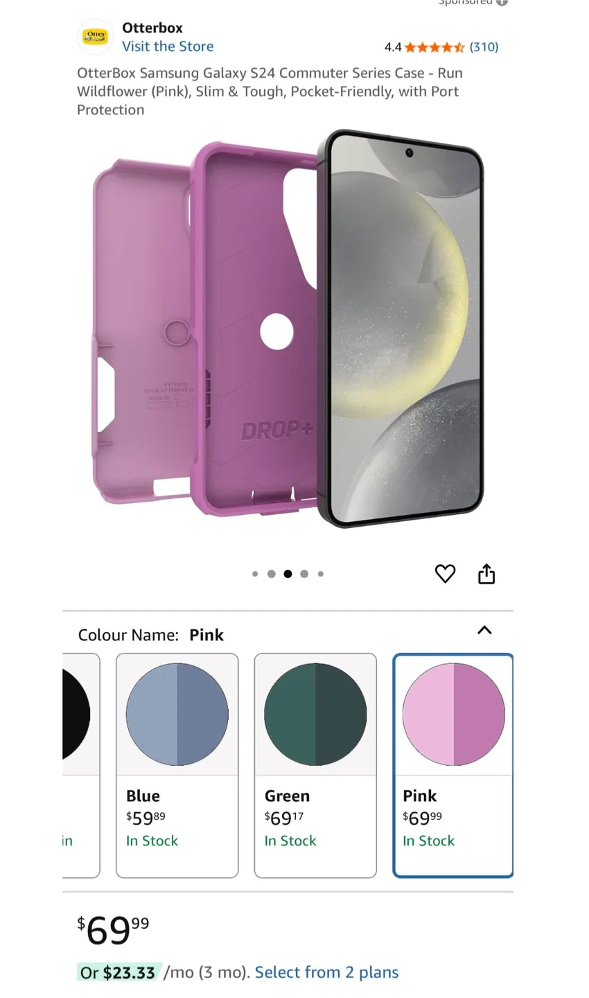 OtterBox Galaxy S24 Commuter Series Case - Run Wildflower (Pink) image indicator(2)