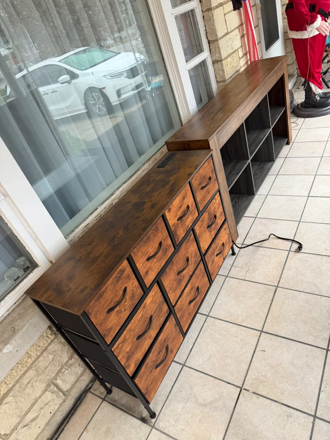 Brown Wood Dresser & Shelf Unit