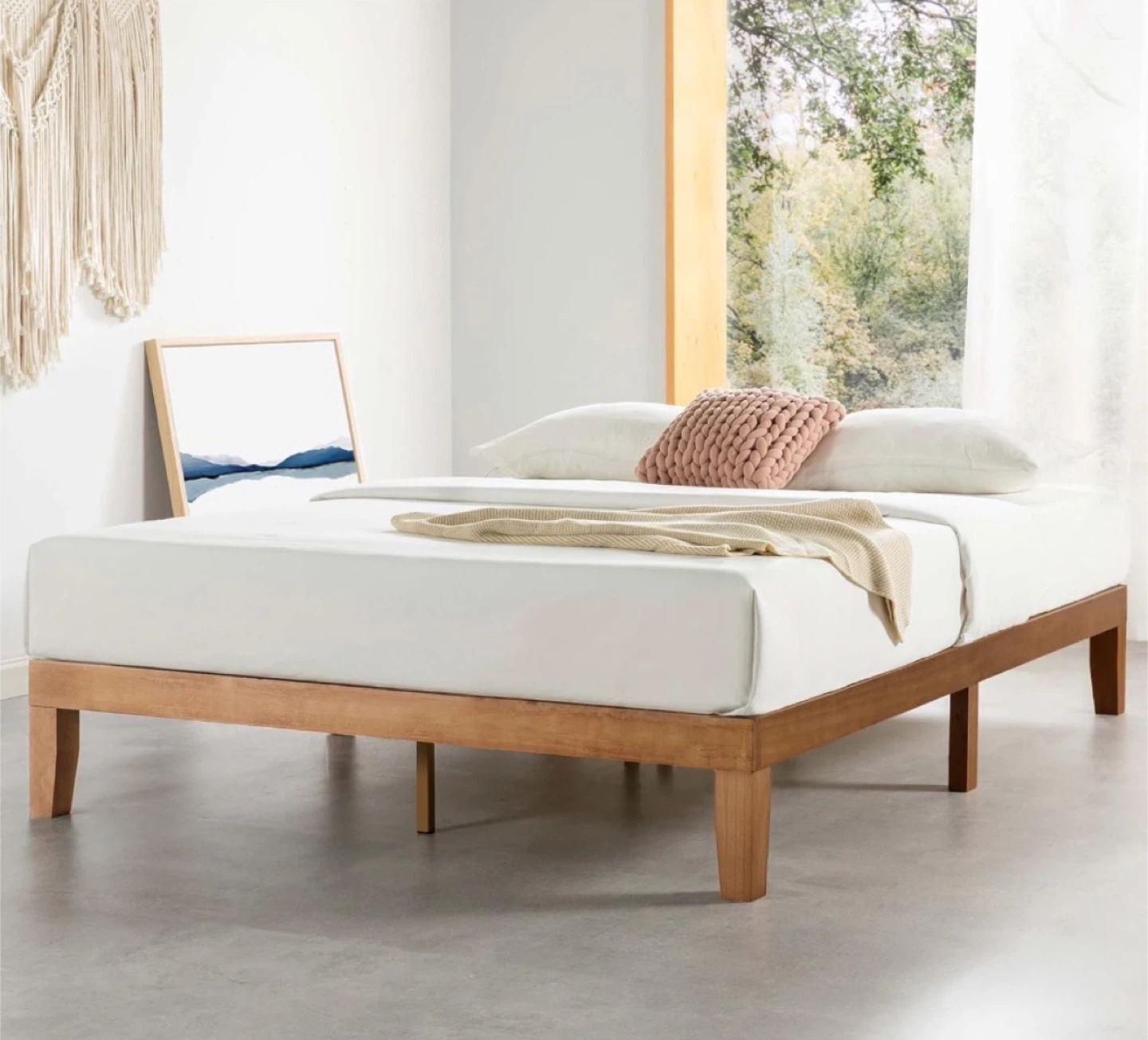 Full Natural Wood Bed Frame