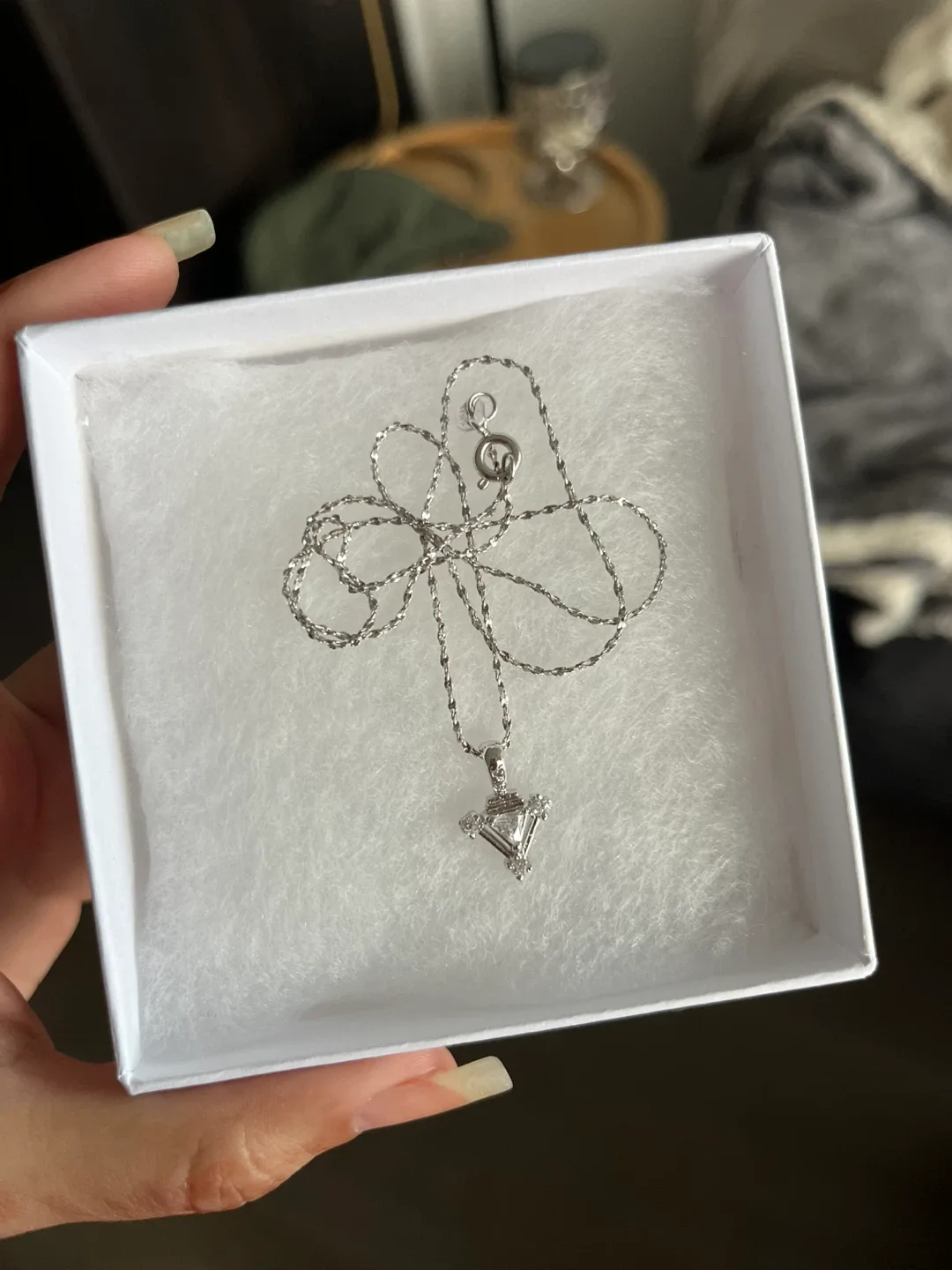 Silver Necklace with Triangle Pendant