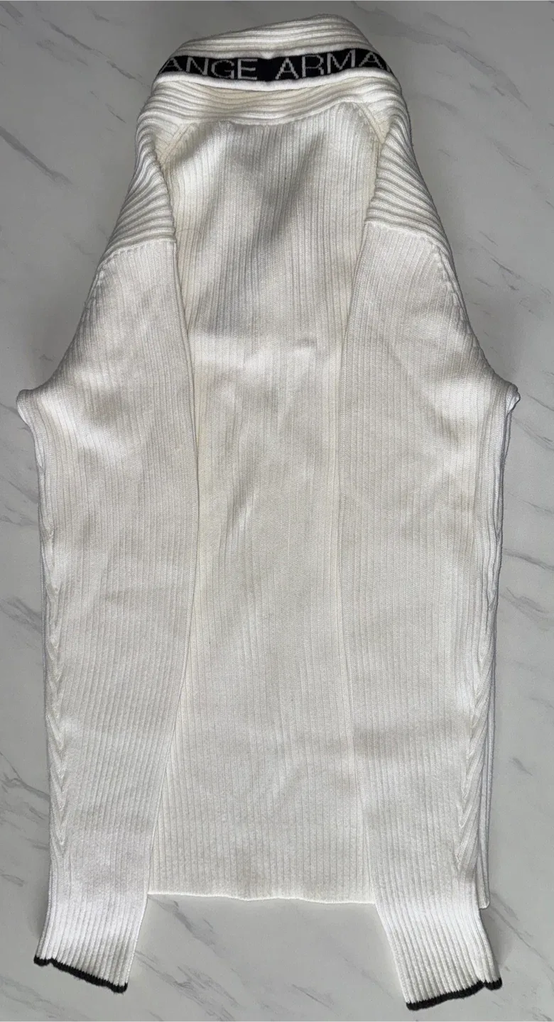 Armani Exchange White Ribbed Sweater image indicator(2)