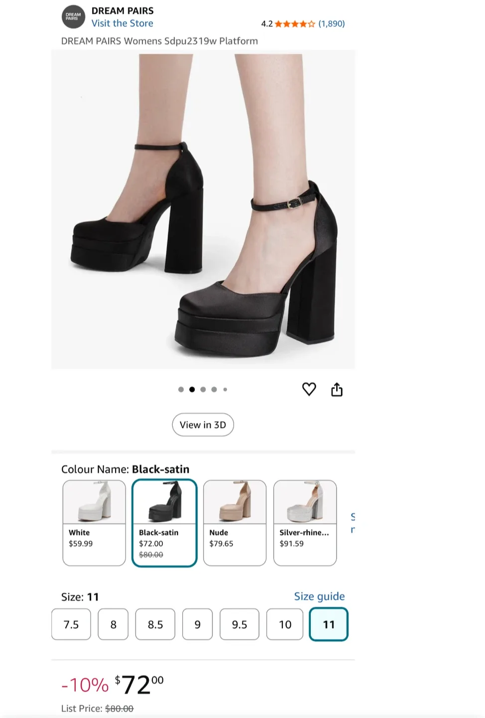 Dream pair Black Platform Heels, Size 11 image indicator(7)