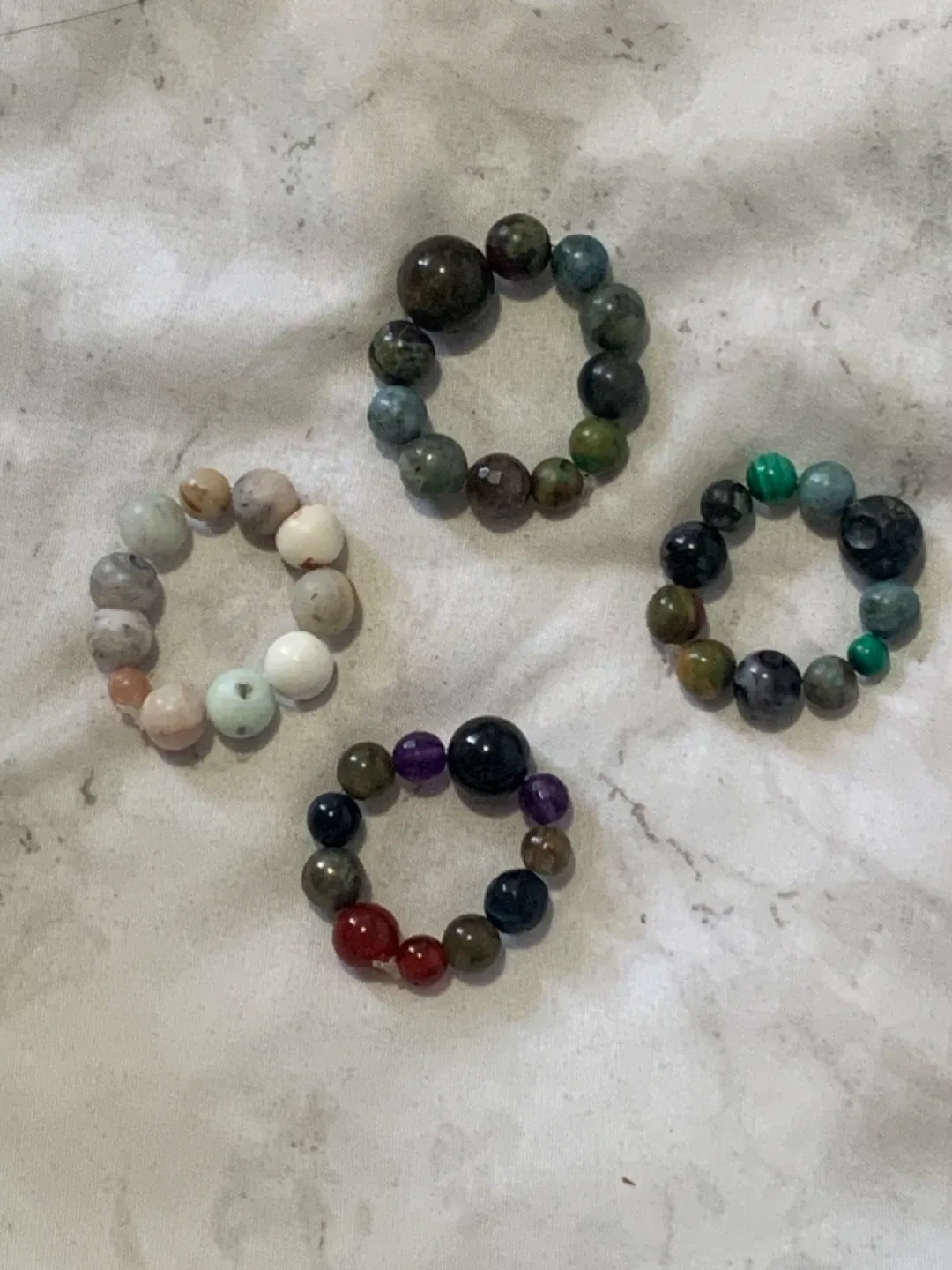 Set of 4 Beaded Rings