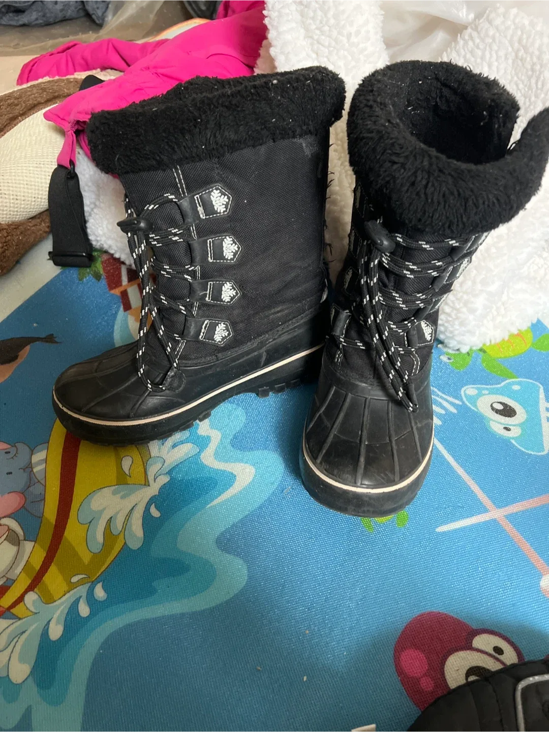 Black Winter Boots - Size 1 kids