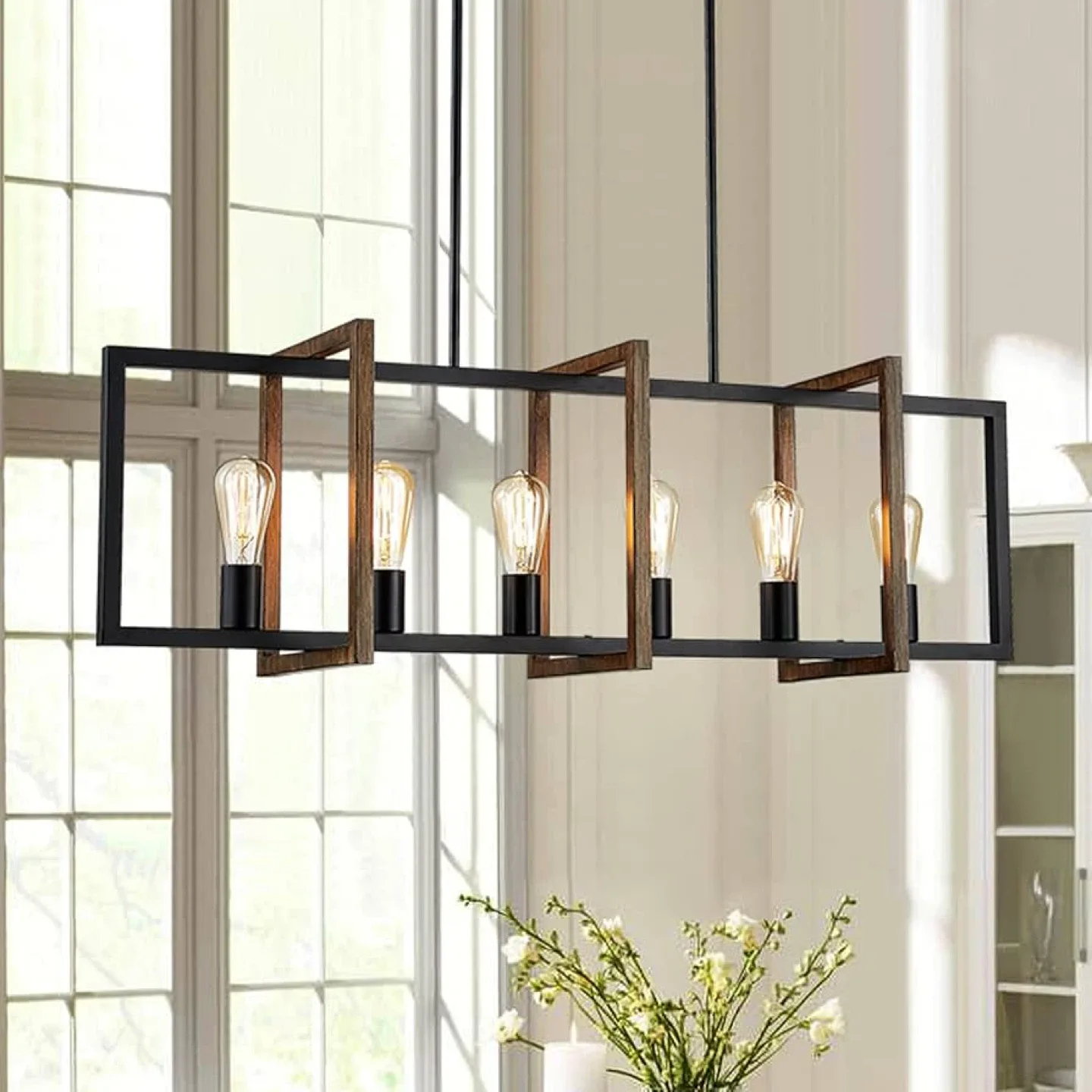 XINGQI 6-Light Kitchen Island Lighting, Farmhouse Style - BNIB