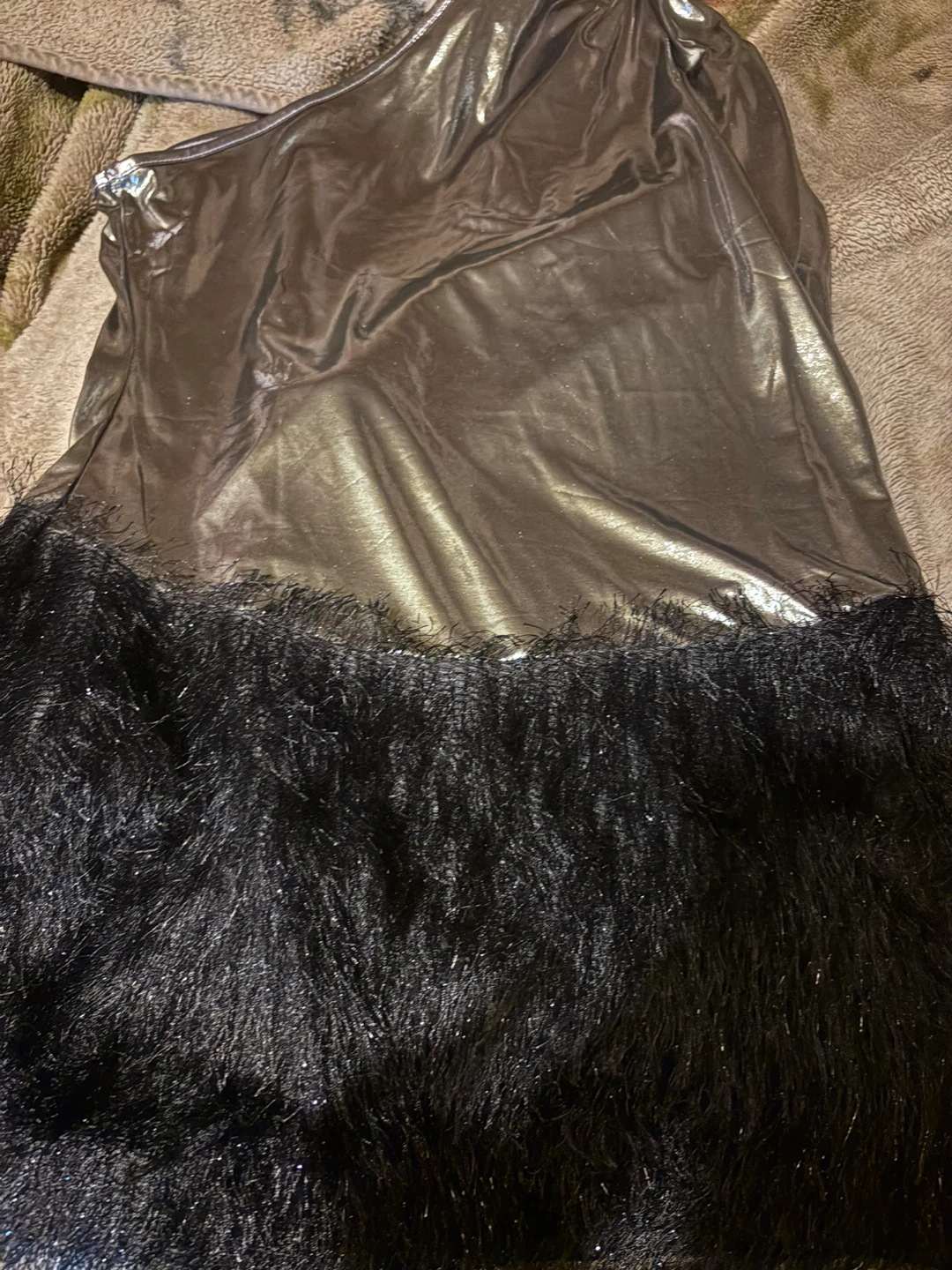 Black Dress with Faux Fur Trim - photo 3