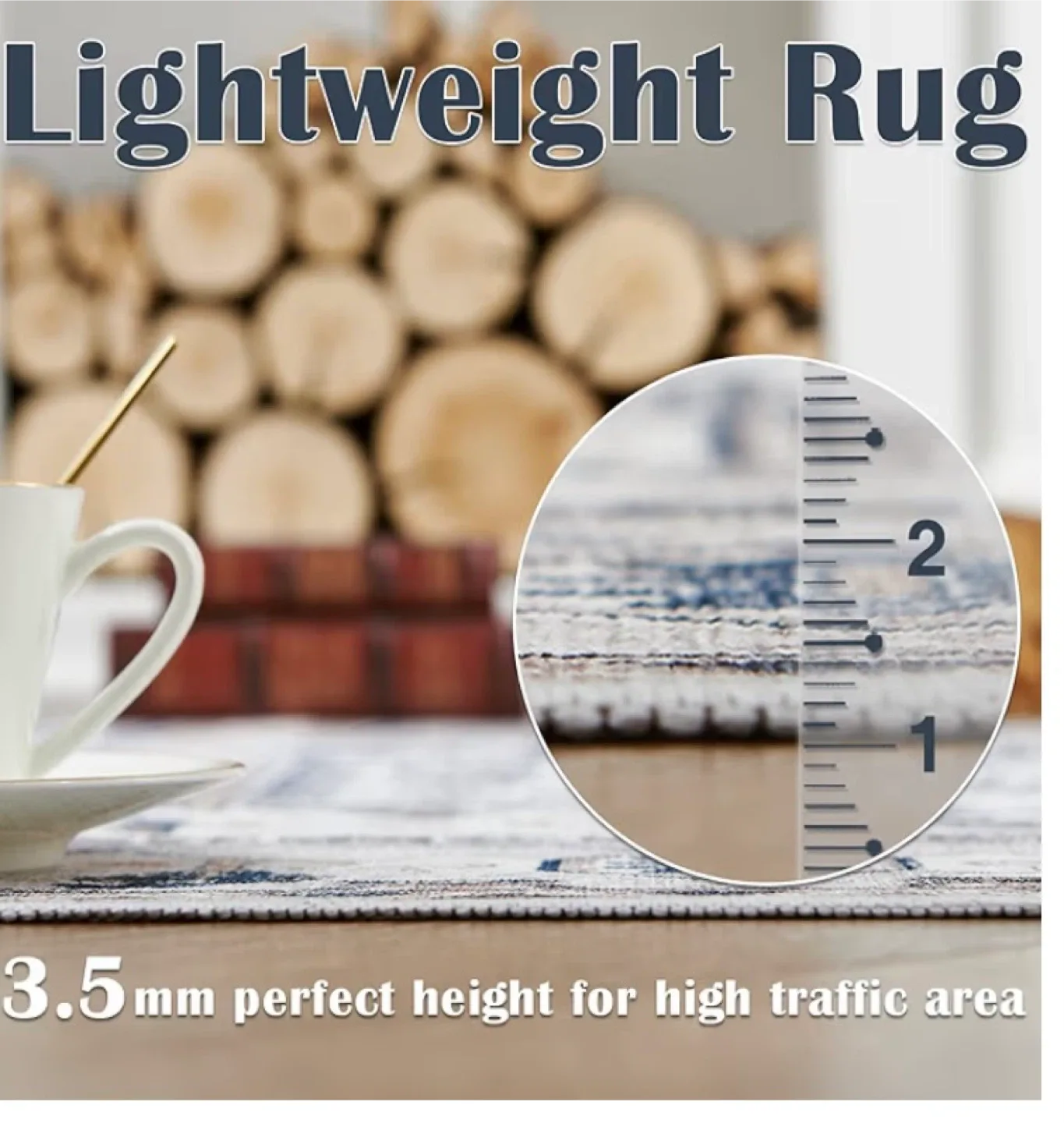 New 6x9 Area Rug Washable Boarder Blue image indicator(4)