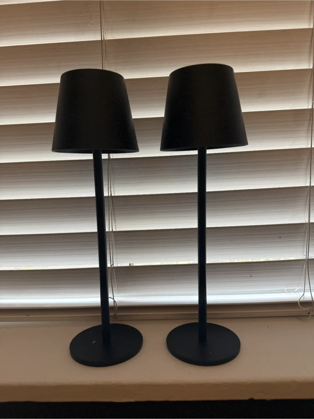 Pair of Black Table Lamps (USB charged)