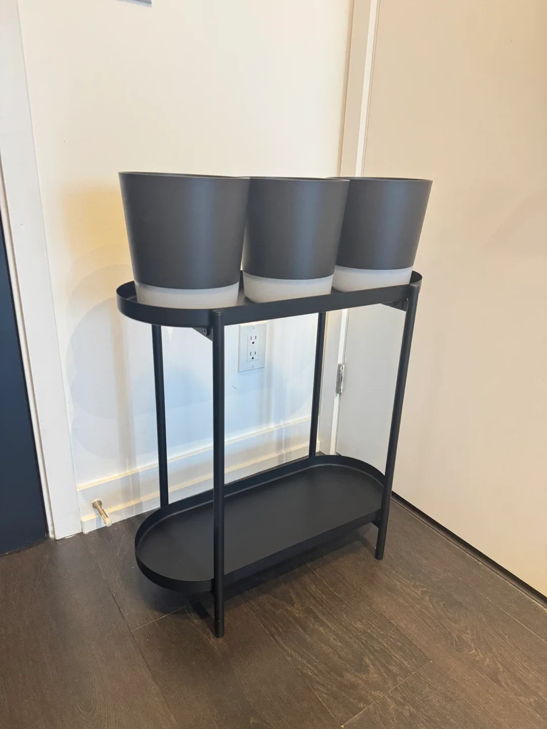 Black Plant Stand with 3 Pots