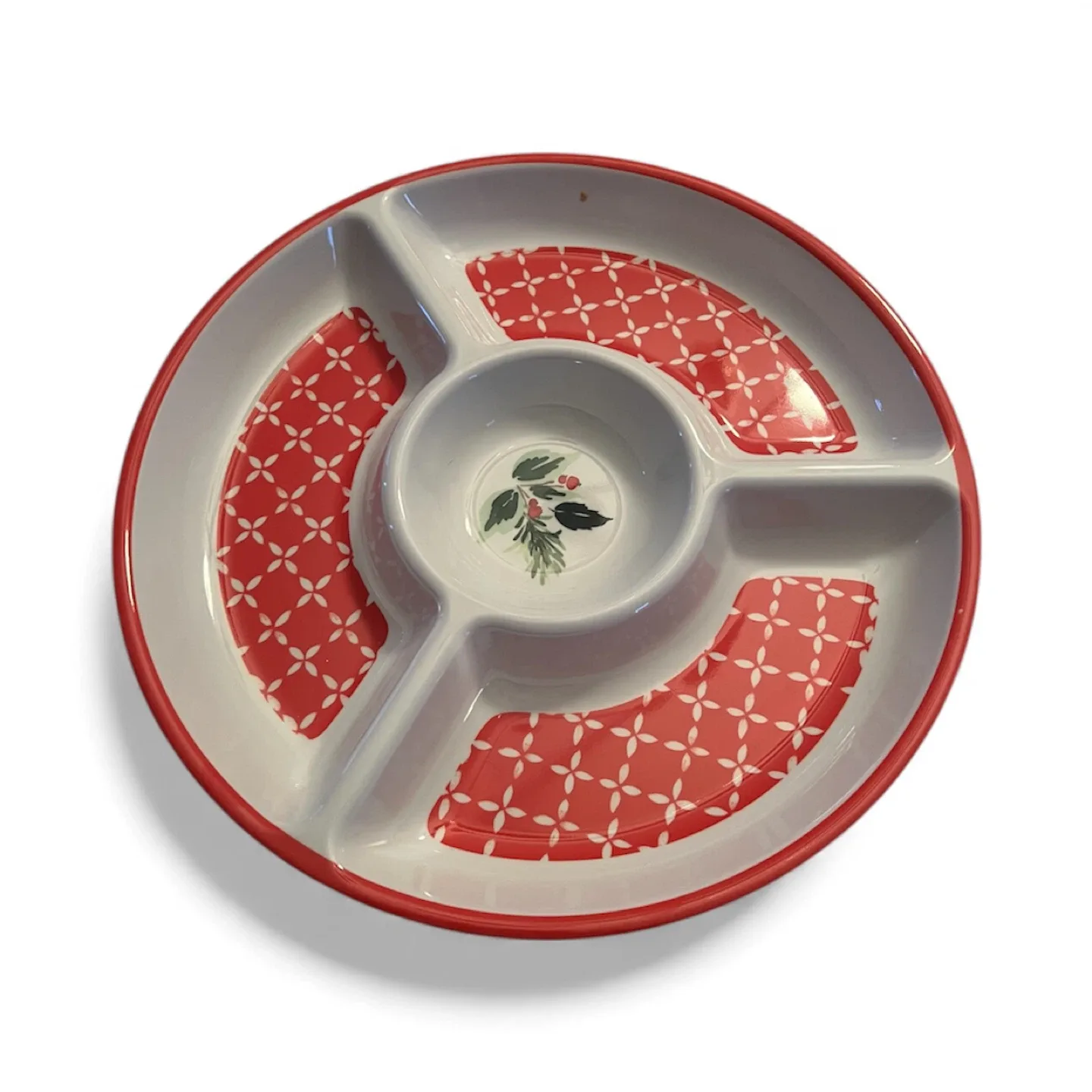 Red & White Ceramic Serving Platter
