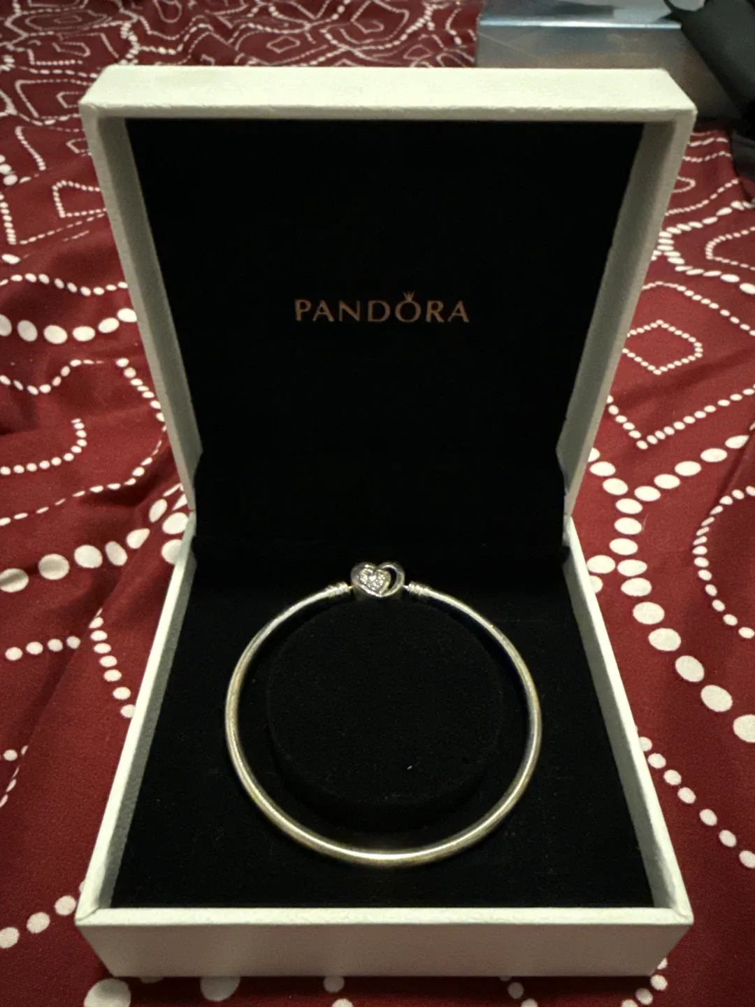 Pandora Silver Bracelet with Heart Clasp