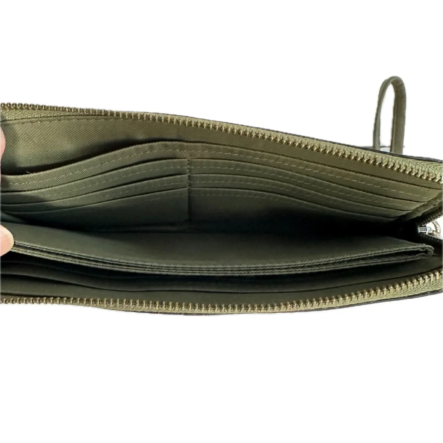 Coach Olive Green Leather Wristlet image indicator(6)