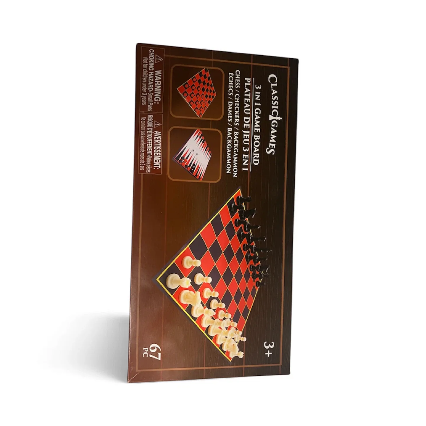Classic Games 3-in-1 Game Board - Chess, Checkers