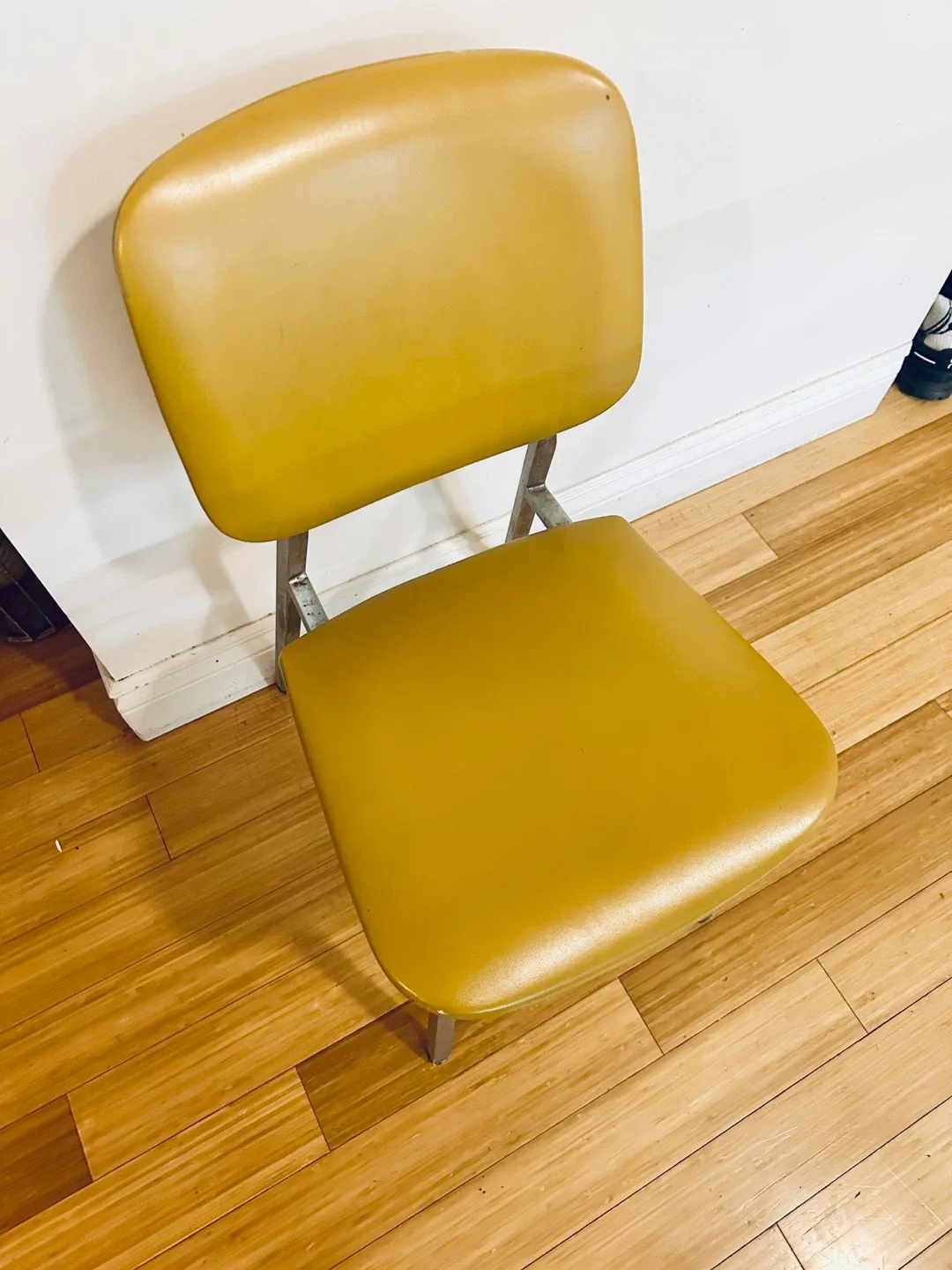 VINTAGE MCM MUSTARD YELLOW CHROME CHAIR DINING DESK SIDE OFFICE