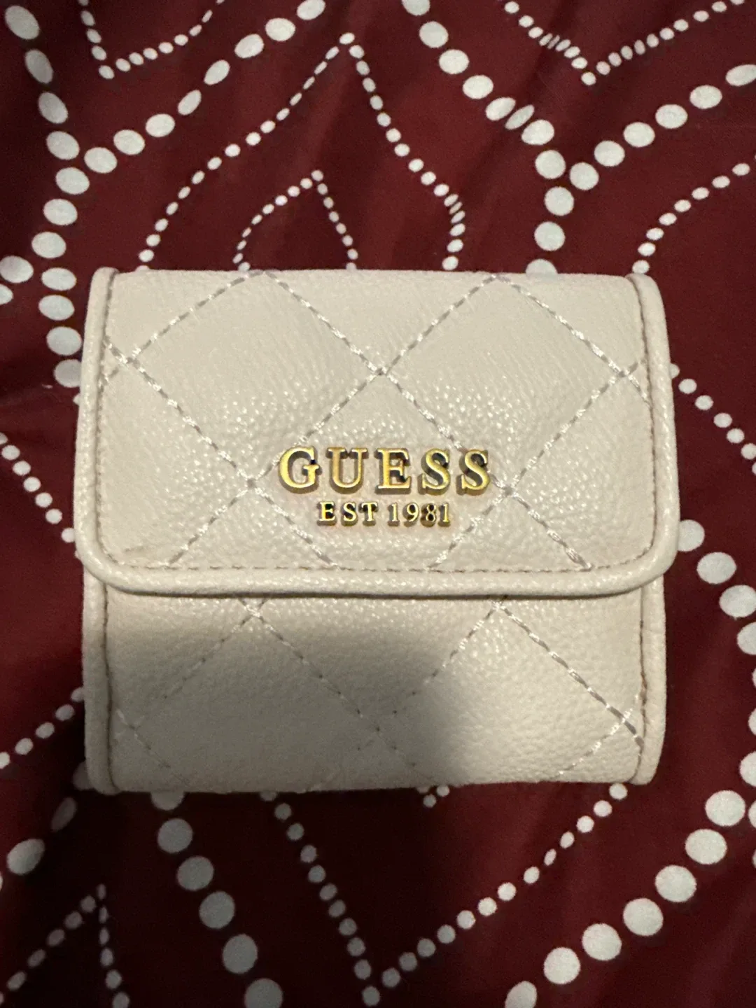 Guess Abbey Mini Trifold Wallet - Blanc