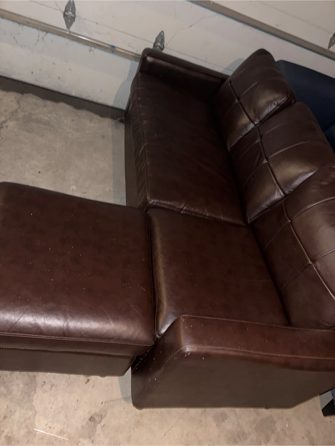 Brown leather couch with ottoman good condition