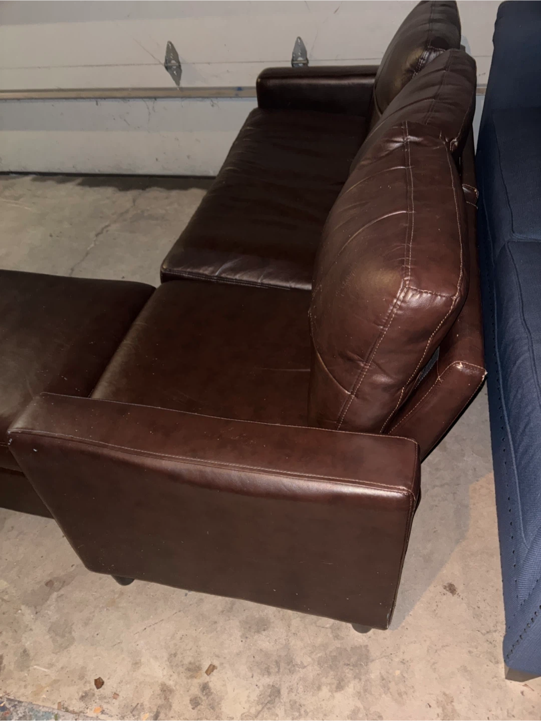 Brown leather couch with ottoman good condition - photo 2