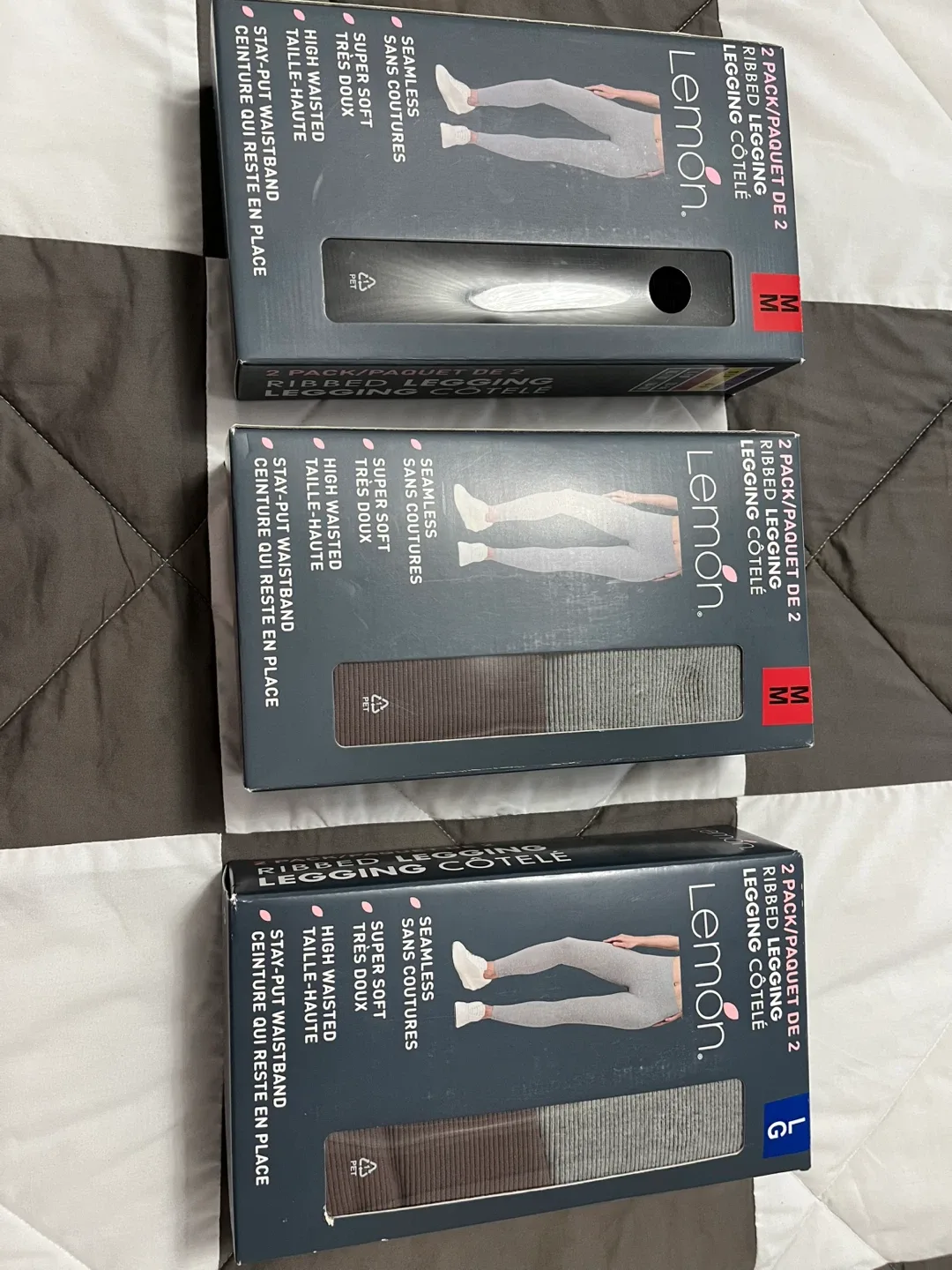 Lemon Ribbed Leggings 2-Pack - Size M & L