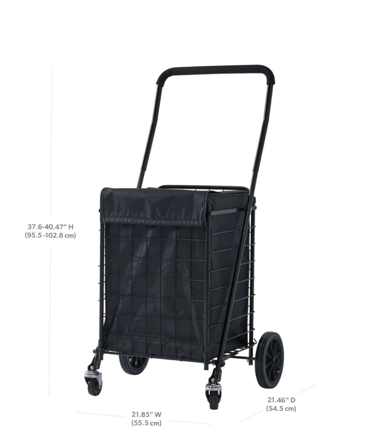 Folding Shopping Cart with Wheels - Black - photo 3