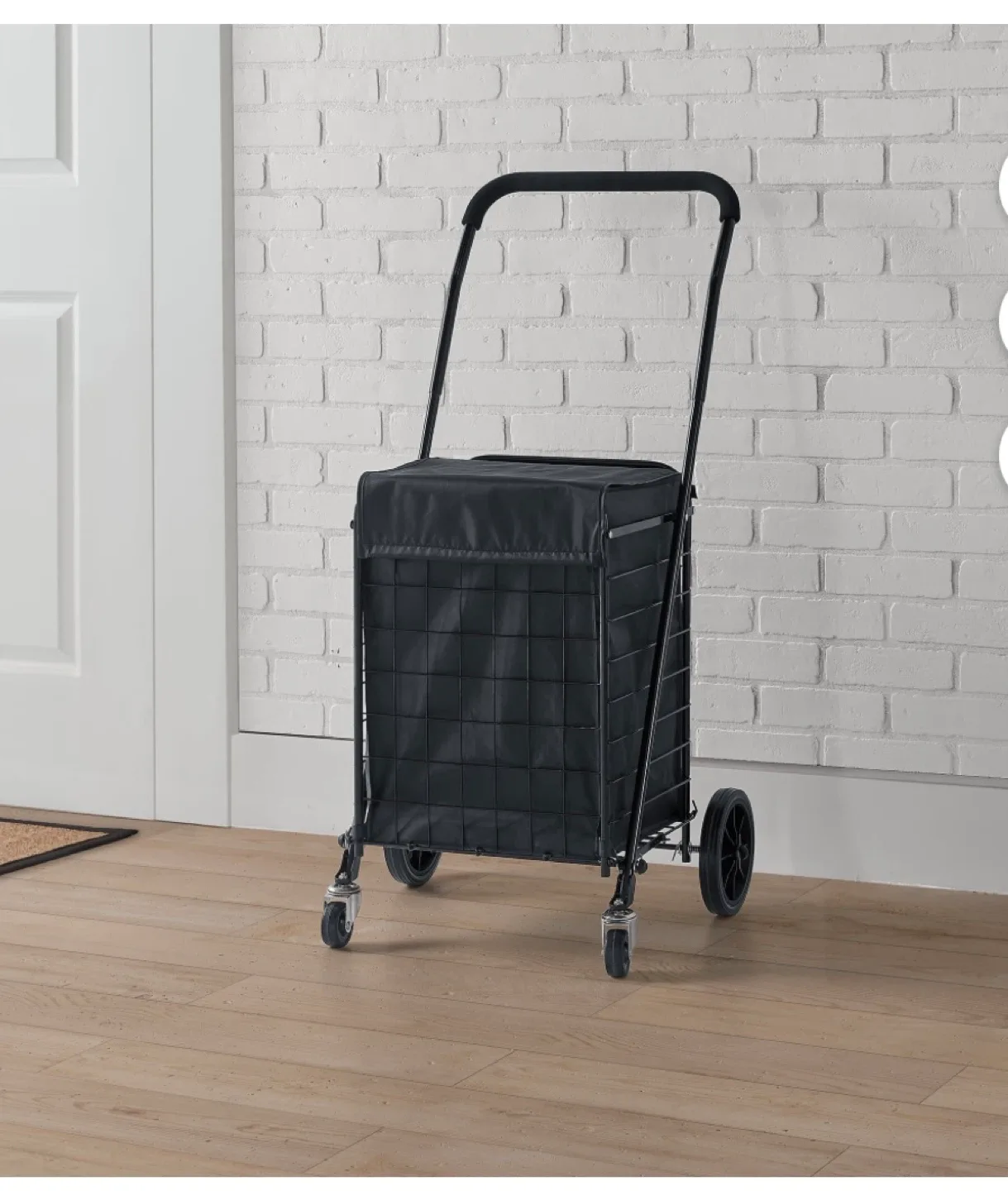 Folding Shopping Cart with Wheels - Black