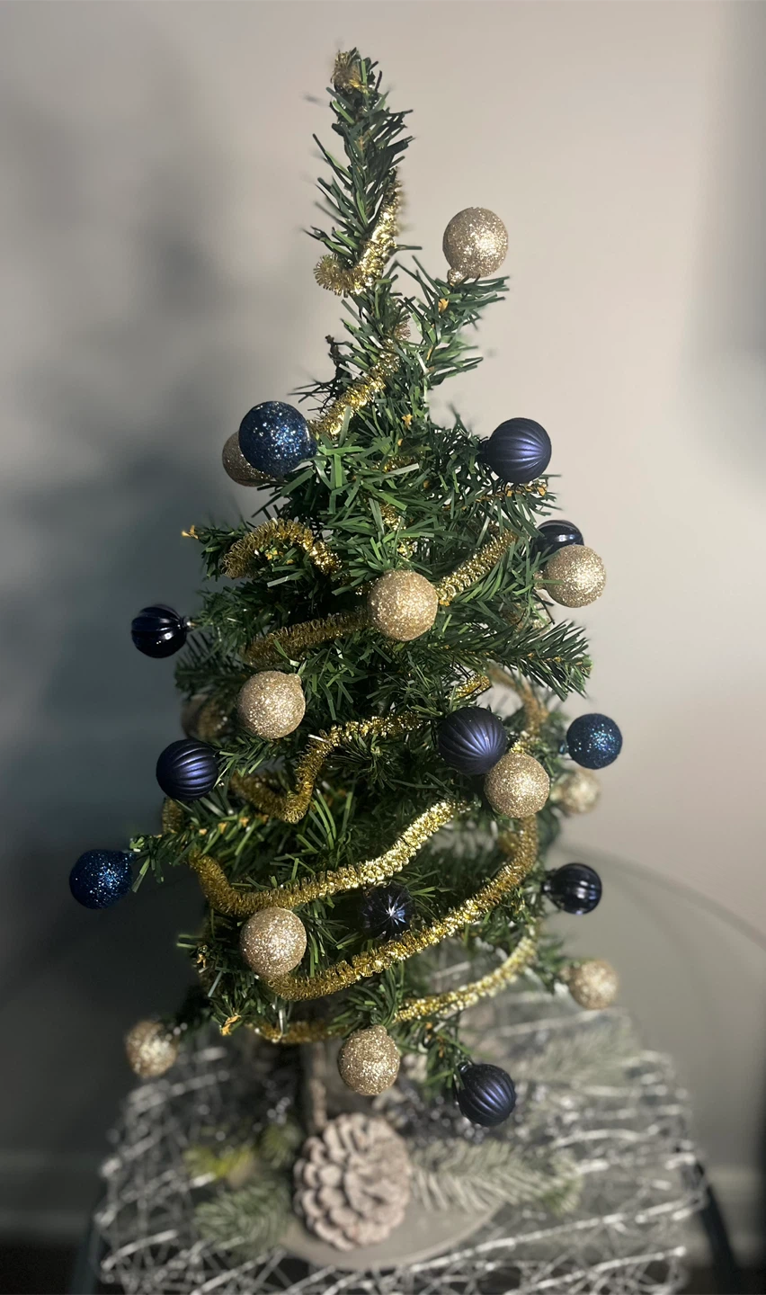A Handmade Small Decorated Christmas Tree