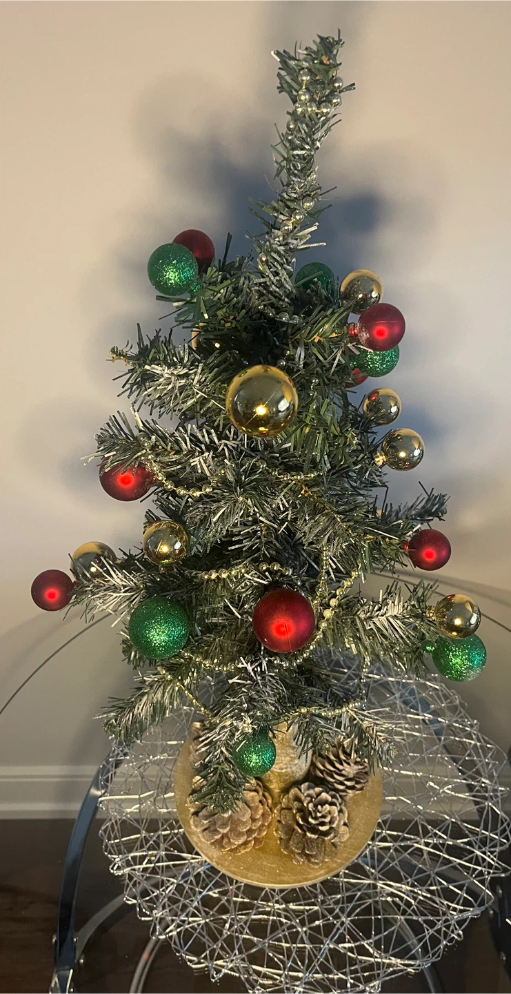 A Handmade Small Christmas Tree with Ornaments - photo 3