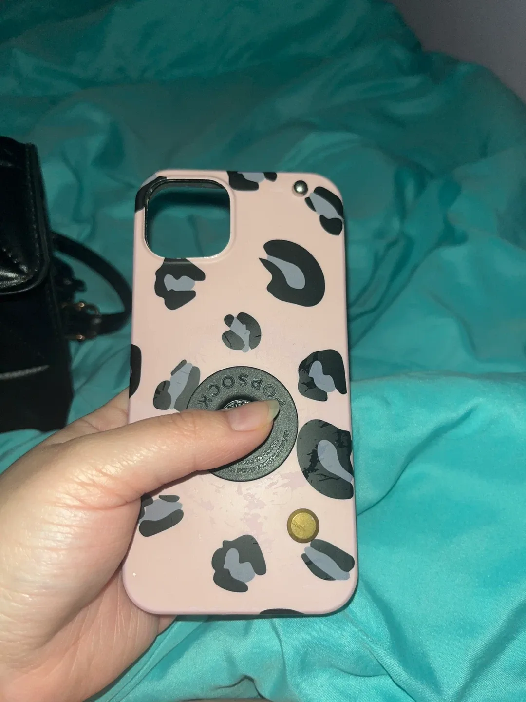 Pink Leopard Print iPhone Case with PopSocket
