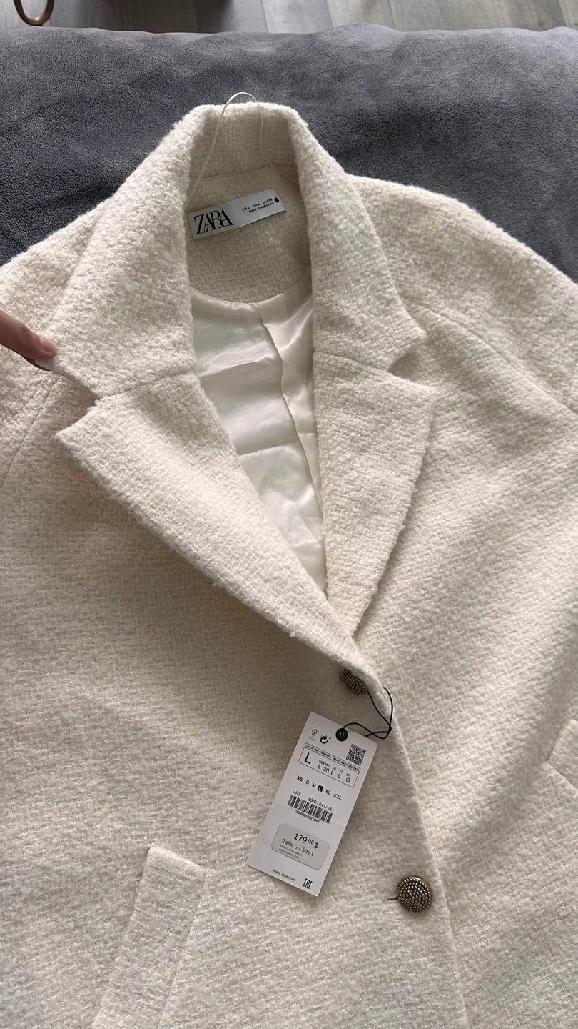 Zara Textured Weave Coat - Size L - photo 3