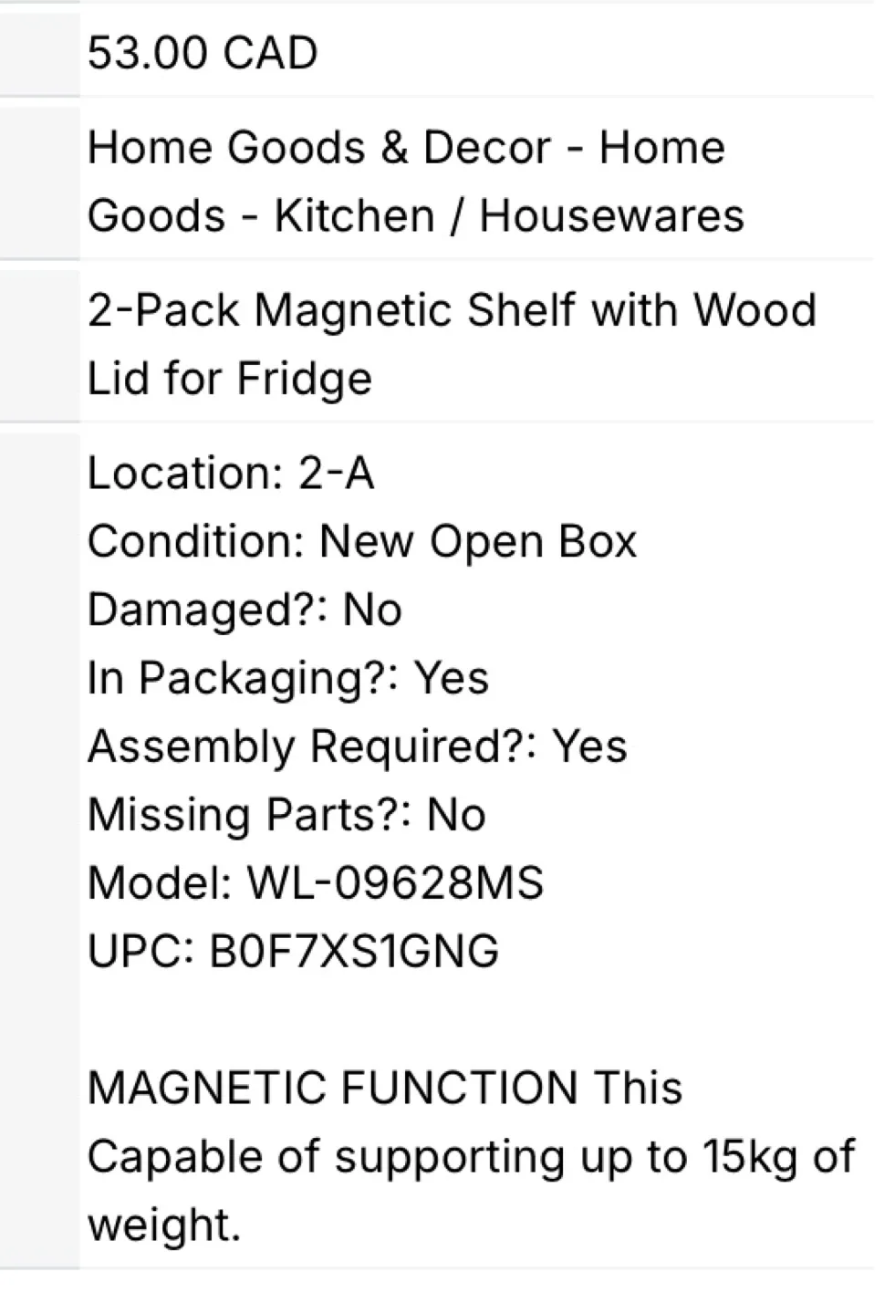 New 2-Pack Magnetic Fridge Shelf w/ Wood Lid image indicator(2)