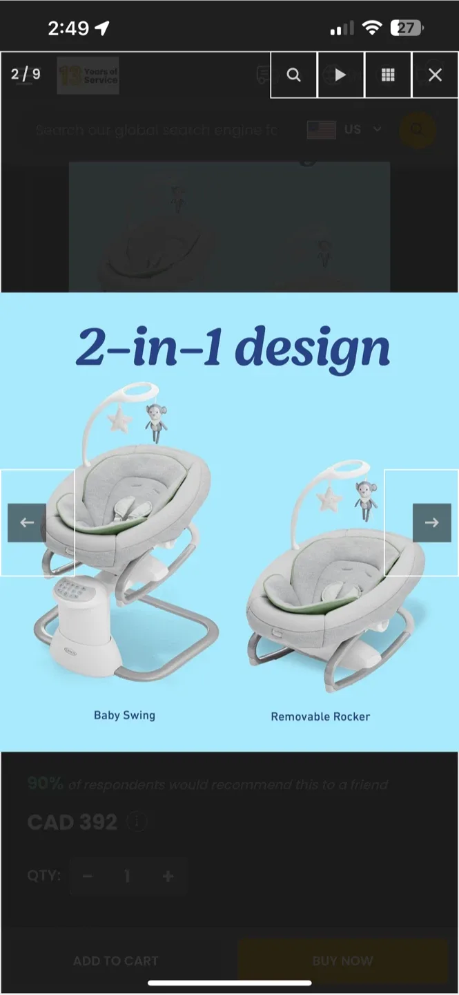 Graco 2-in - 1 swing and rocker