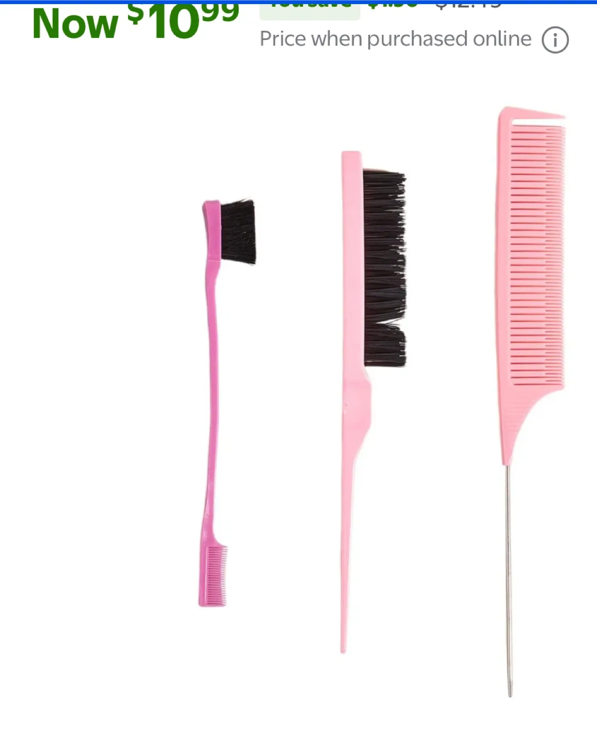 3 Pcs Pink Black Hair Styling Brush Comb Set - NEW