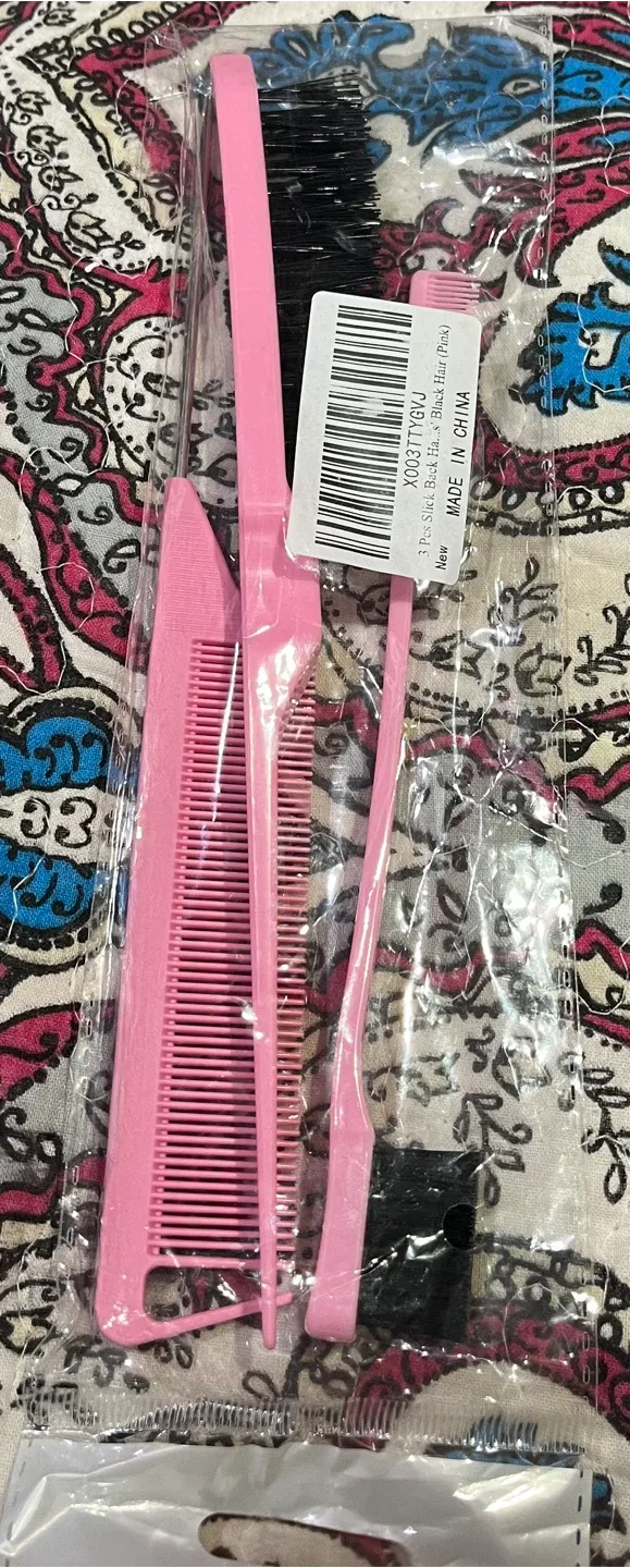 3 Pcs Pink Black Hair Styling Brush Comb Set - NEW image indicator(2)
