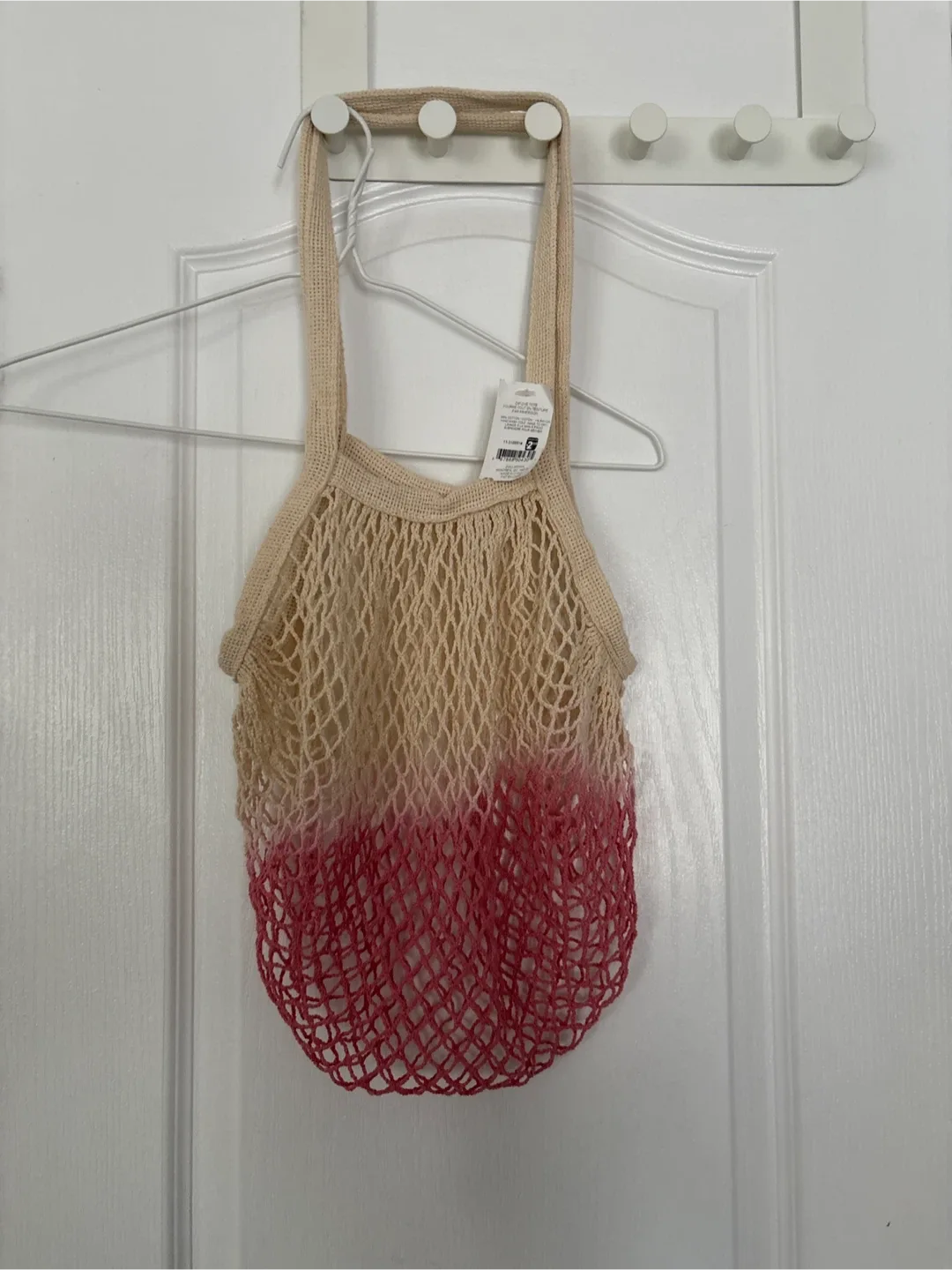 Mesh Tote Bag - Beige & Pink