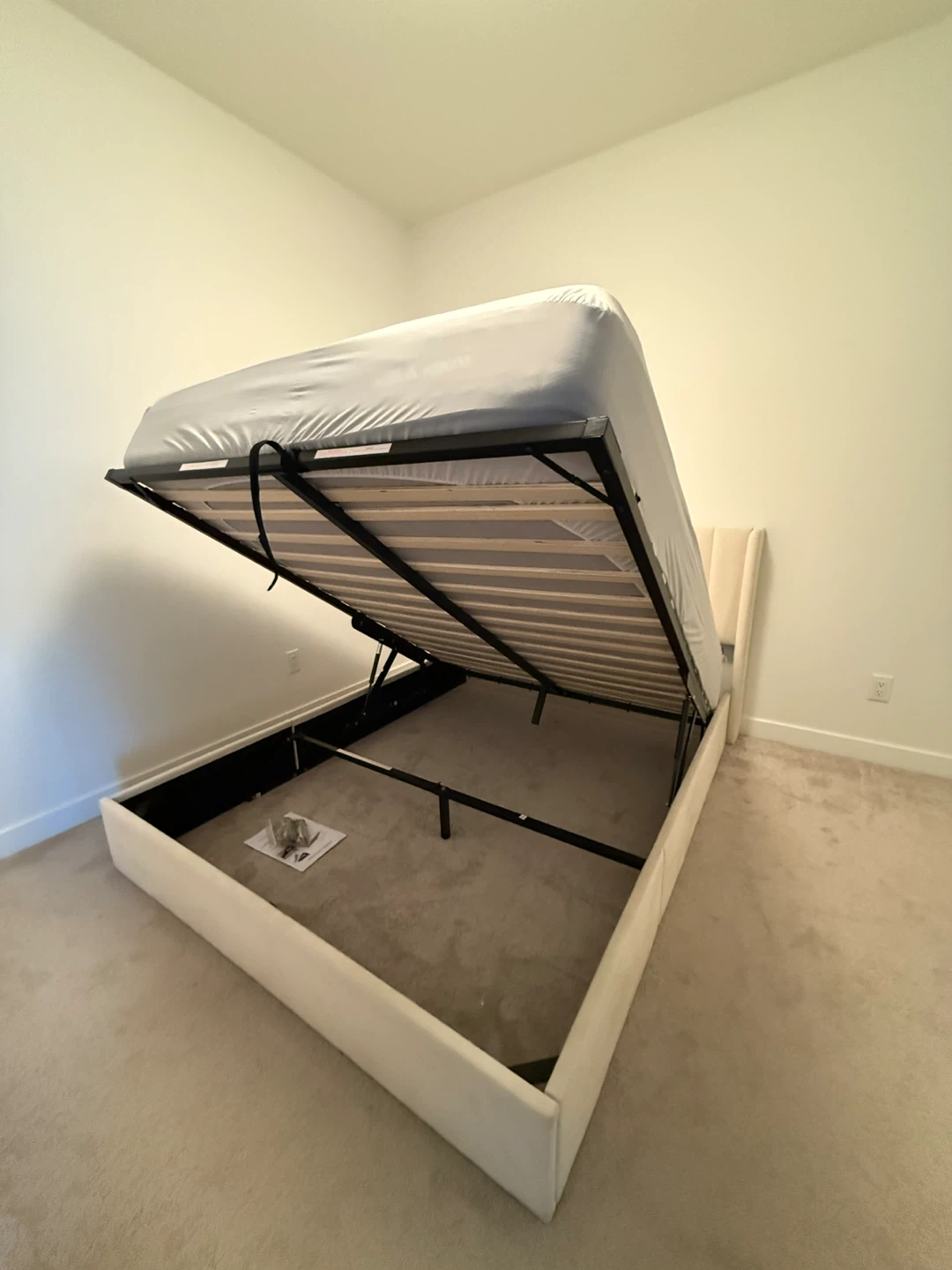 Queen Size Storage Bed Frame - Cream - photo 3