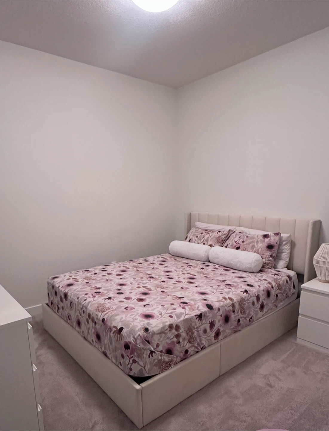 Queen Size Storage Bed Frame - Cream