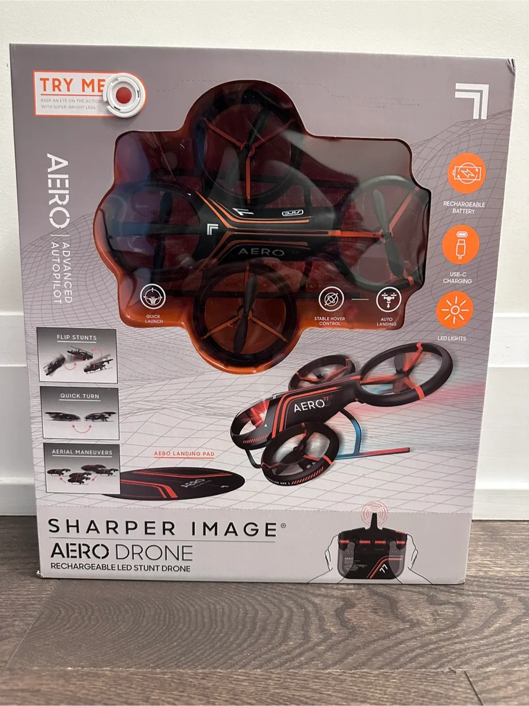 New Sharper Image Aero Drone - Rechargeable LED Stunt