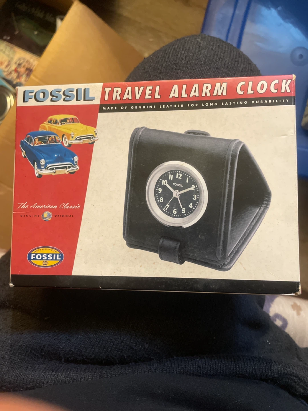 Fossil Travel Alarm Clock Genuine Leather Case