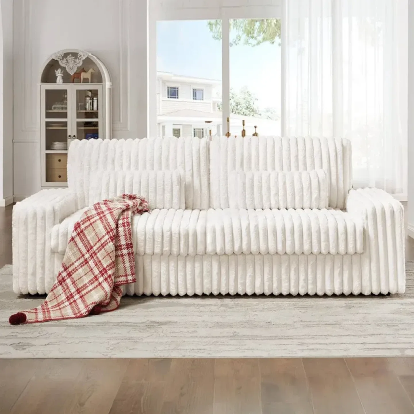 Brand New White Corduroy Sofa